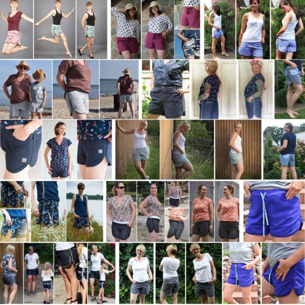5_Collage_Hanna-1 Shorts Hanna & Hannes Gr.34-44 + 98-152 - Schnittmuster + Nähanleitung