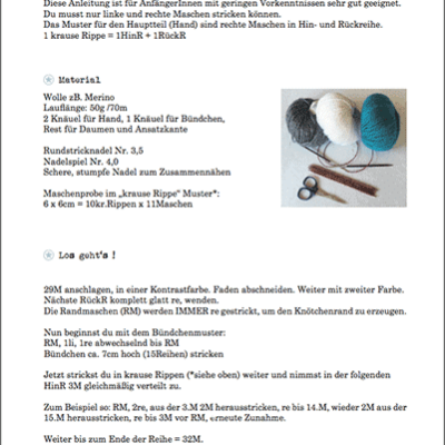 DIY Fäustlinge/Handschuhe Strickanleitung