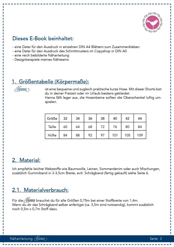Hanna-4 Shorts Hanna in Gr. 34-44 - Schnittmuster und Nähanleitung