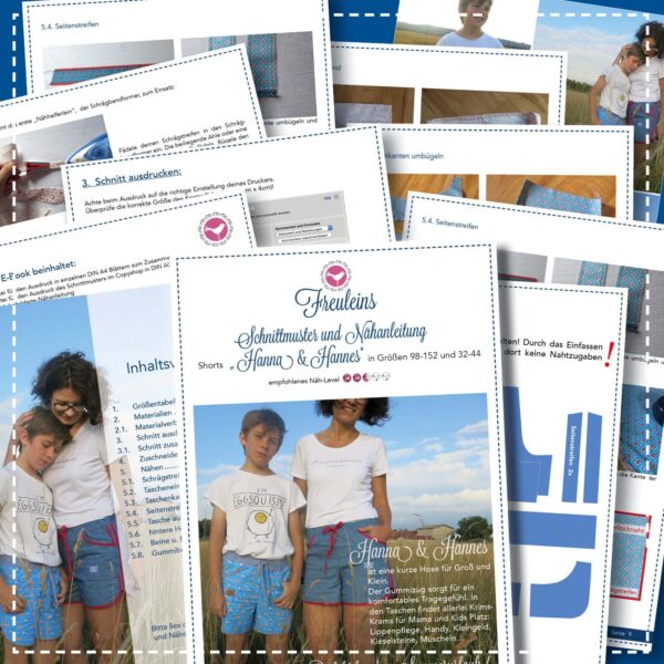 Shorts Hanna & Hannes Gr.34-44 + 98-152 - Schnittmuster + Nähanleitung