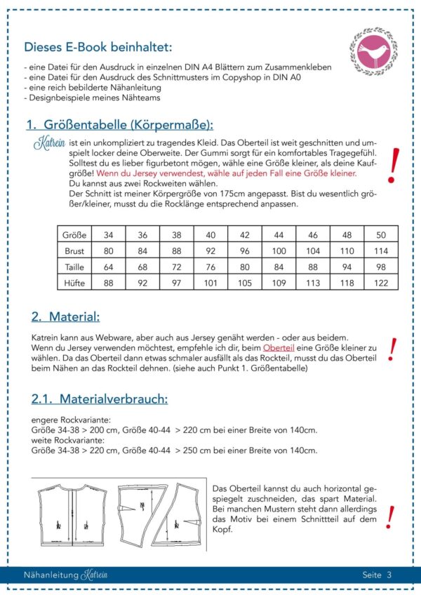 Kleid Katrein in Gr. 34-50 - Schnittmuster und Nähanleitung Kleid Katrein in Gr. 34-50 - Schnittmuster und Nähanleitung