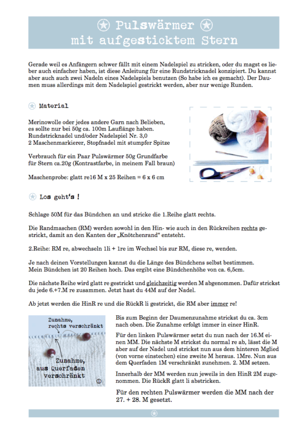 Pulswaermer-mit-Stern-2-1 Pulswärmer mit Stern - Strickanleitung