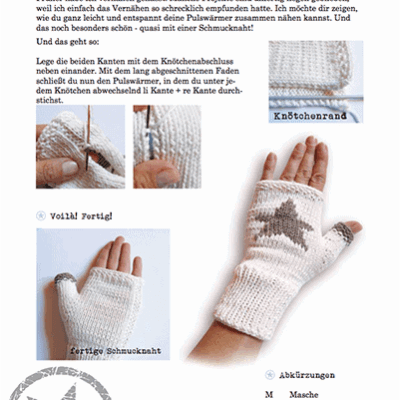 Pulswärmer mit Stern - Strickanleitung