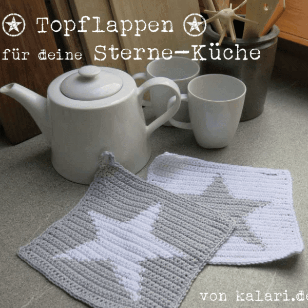 Topflappen mit Stern - Häkelanleitung , kostenlos