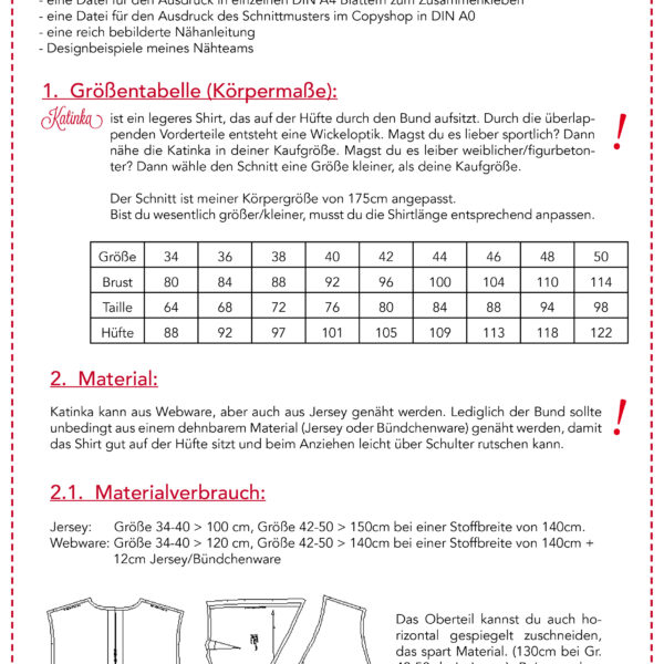Shirt Katinka in Gr. 34-50 - Schnittmuster und Nähanleitung