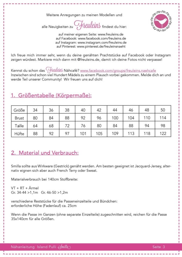 2_Naehanleitung_Smilla Island Pulli Smilla Gr. 34-50