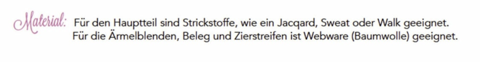 Materialempfehlungen für Kleidung: Strickstoffe, Webware.