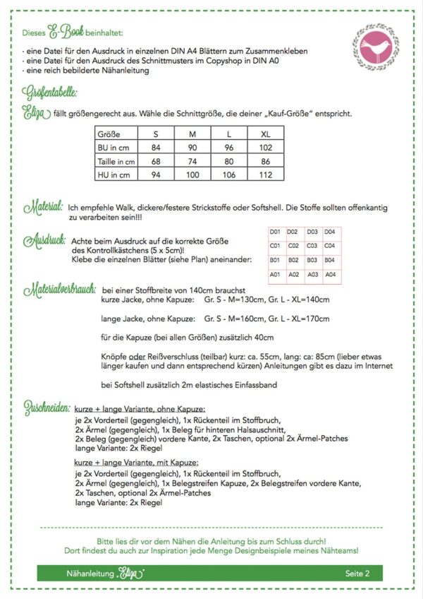 Masstabelle-Jacke-Eliza2 Maßtabelle Jacke Eliza