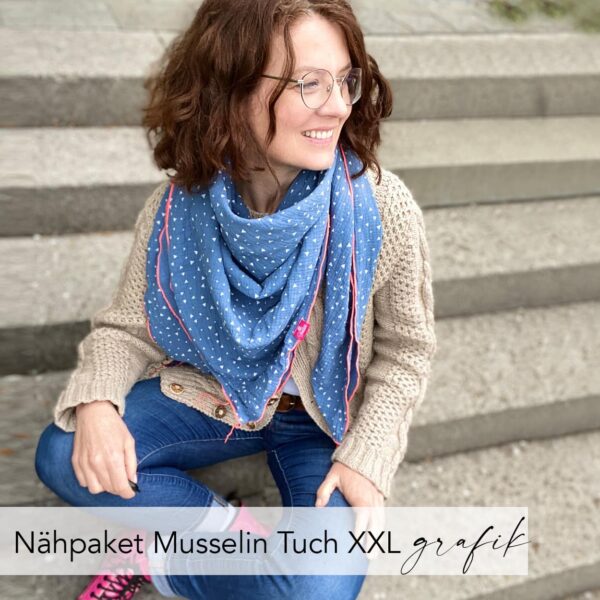 Naehpaket Musselin Tuch XXl grafik Nähpaket Musselin Tuch XXl grafik