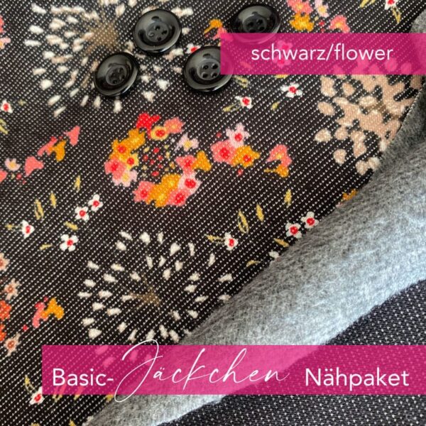 Nähpaket Basic Jäckchen - schwarz/flower