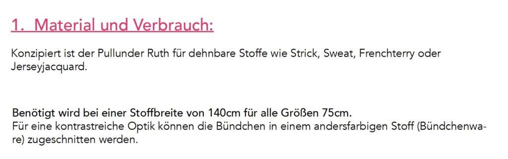 Material und Stoffverbrauch für Pullunder Ruth