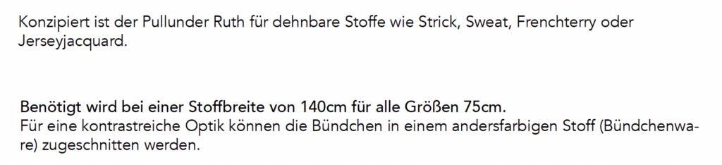 Pullunder Ruth Material