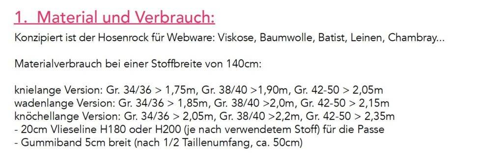 Material Hosenrock Lisberth