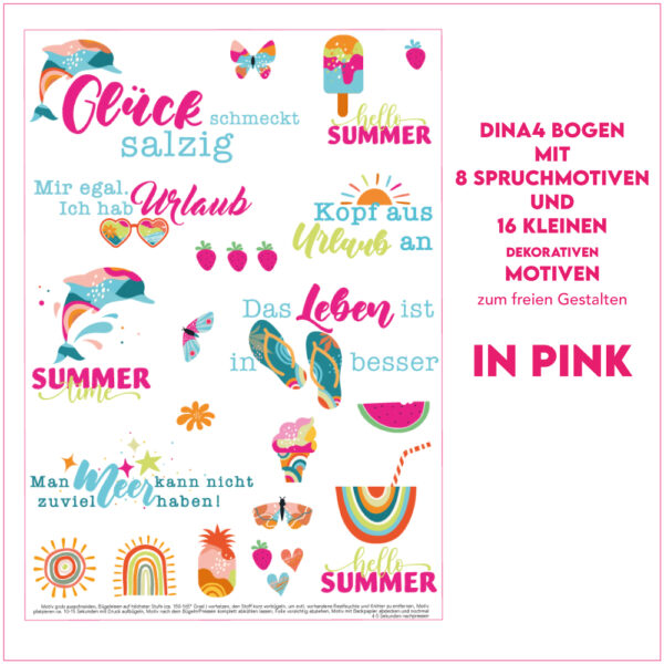 Bügelbild-Sommer Bundle pink