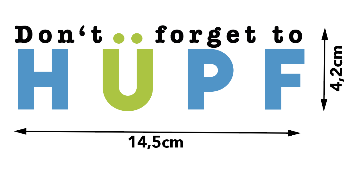 Bügelbild Don't forget zu HÜPF -blau/kiwi- 