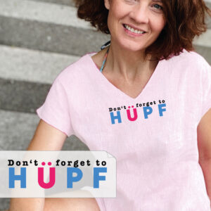 Bügelbild Don't forget to HÜPF -blau/pink-