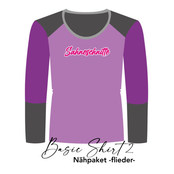 Flieder Nähpaket Basic Shirt2 -flieder-