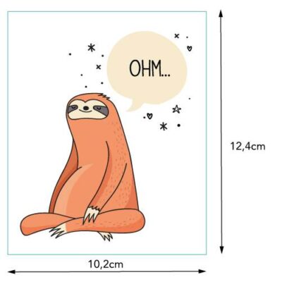 Bügelbild Faultier Ohm...