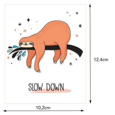 Bügelbild Faultier Slow Down