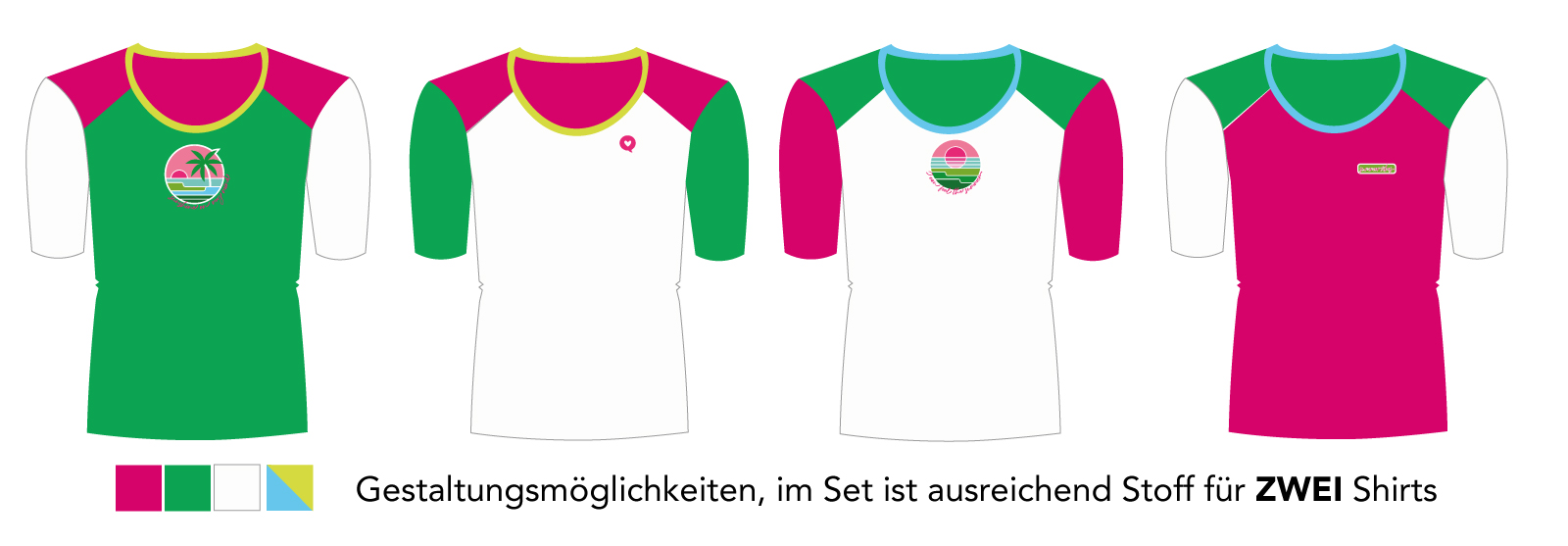 Nähset Basic Shirt2 -pink/grün- 