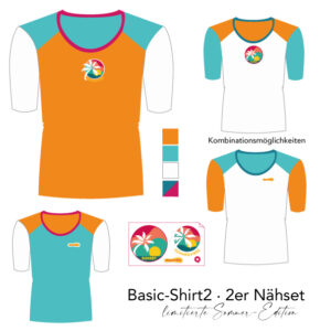 Nähset Basic Shirt2 -orange/türkis-