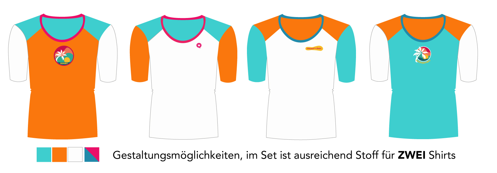 Nähset Basic Shirt2 -orange/türkis-
