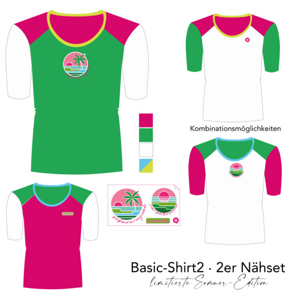 pink Nähset Basic Shirt2 -pink/grün-