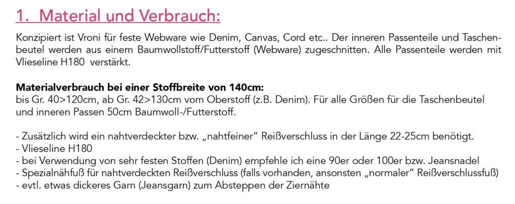 Größentabelle Vroni