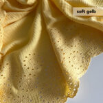 Musselin bestickt -soft gelb-