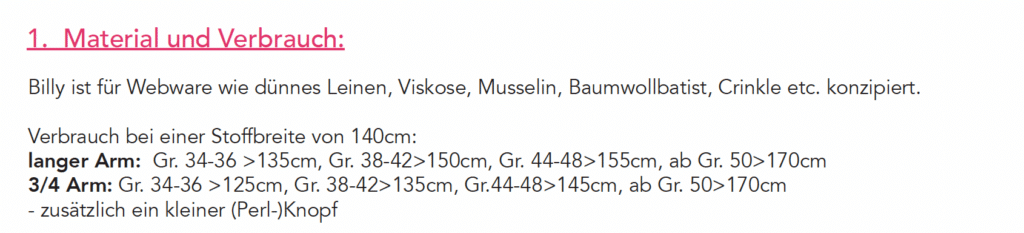 Bluse Billy Material