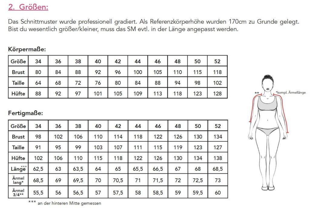 Größentabelle Bluse Billy